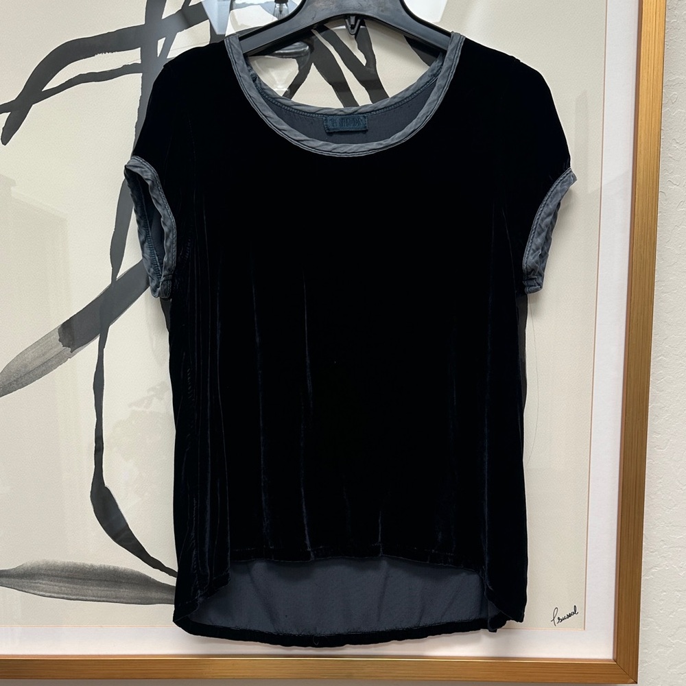 CP Shades Elegant Black Velvet Women's Top
